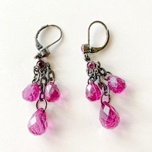 Plum Glass Bead Drop Earrings